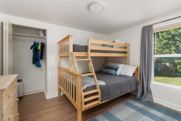 Twin-over-full bunk bed in the main-floor bunk room